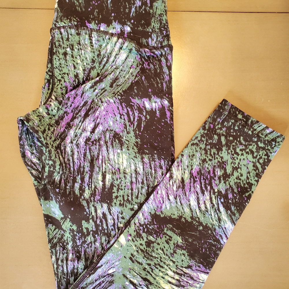 tuff athletics leggings xs green, blue, purple des